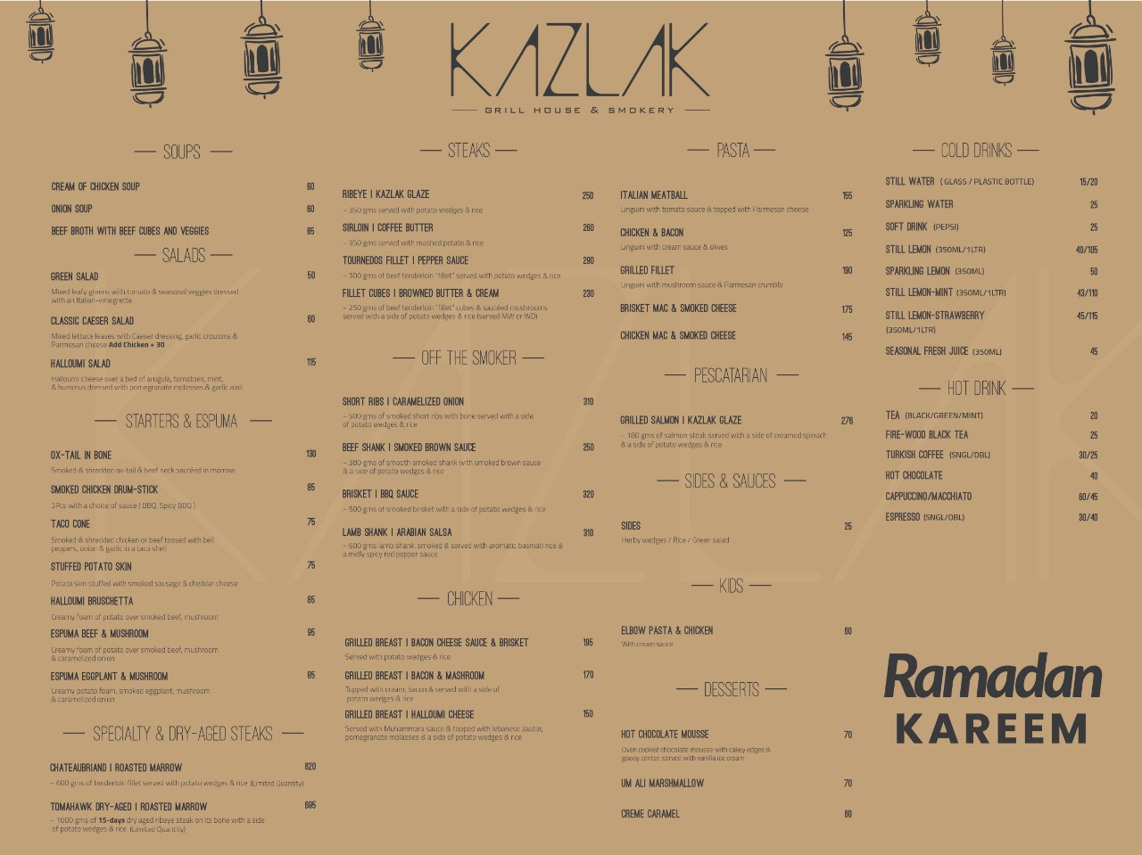 Kazlak English menu Ramadan